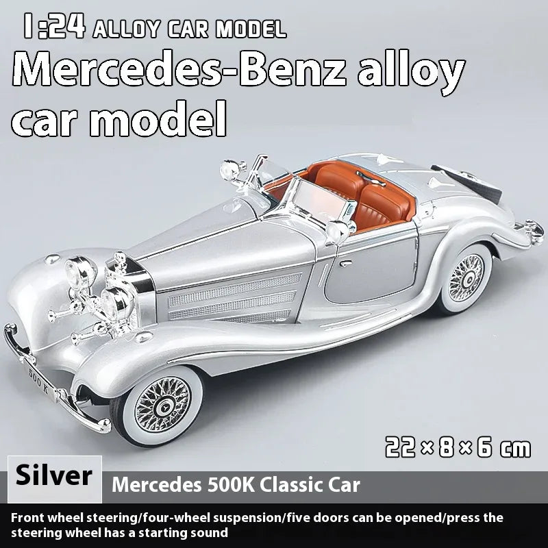Diecast Car 1 24 Scale Metal Alloy Mercedes Benz 500K For Collectors - ToylandEU