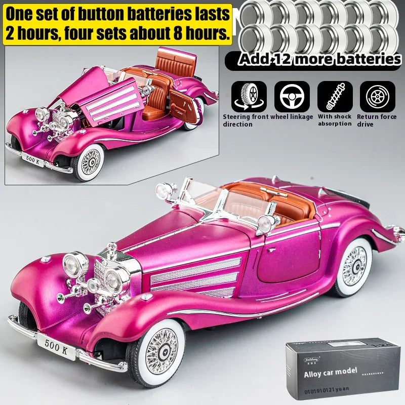 Diecast Car 1 24 Scale Metal Alloy Mercedes Benz 500K For Collectors - ToylandEU