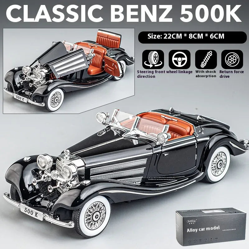 Diecast Car 1 24 Scale Metal Alloy Mercedes Benz 500K For Collectors - ToylandEU