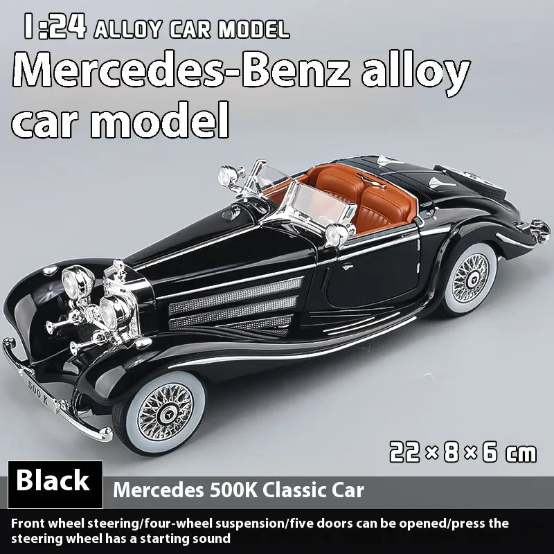 Diecast Car 1 24 Scale Metal Alloy Mercedes Benz 500K For Collectors - ToylandEU