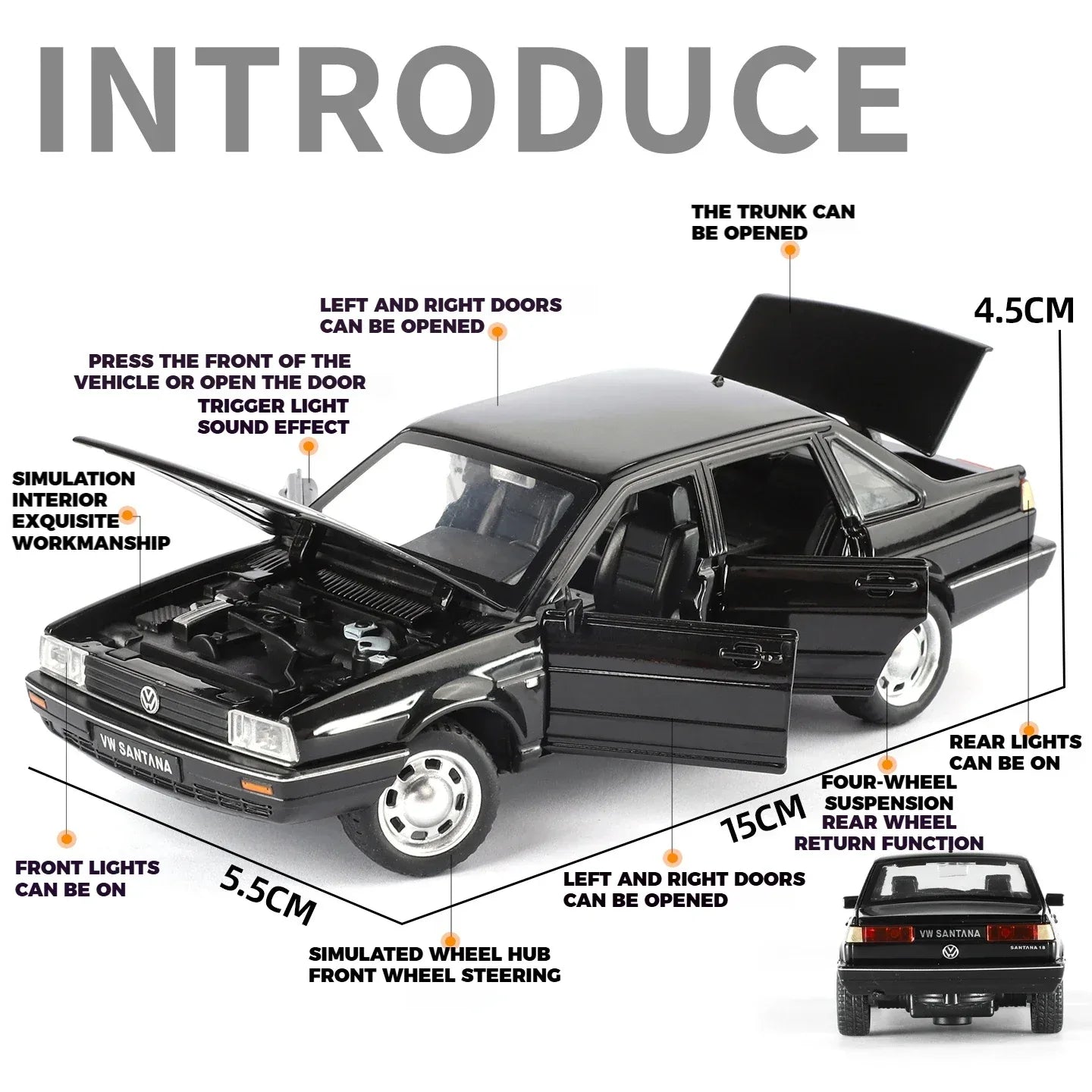 Diecast Car 1:32 Scale Pull Back With Sound And Light For Kids - ToylandEU