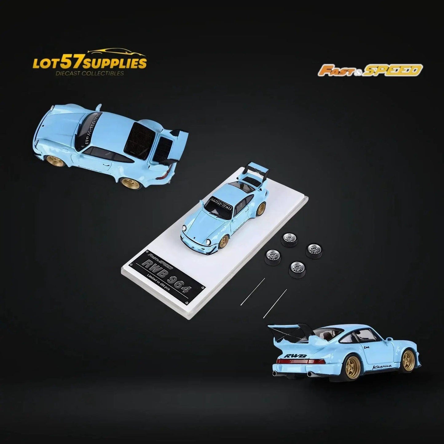  Fast Speed Porsche 964 RWB Tiffany Blue 1:64 -  ToylandEU™