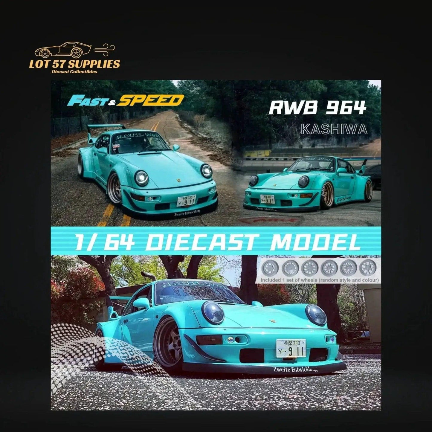  Fast Speed Porsche 964 RWB Tiffany Blue 1:64 -  ToylandEU™
