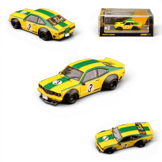  Inno64 Mazda RX-3 Savanna LBWK Yellow Green #3 1:64 