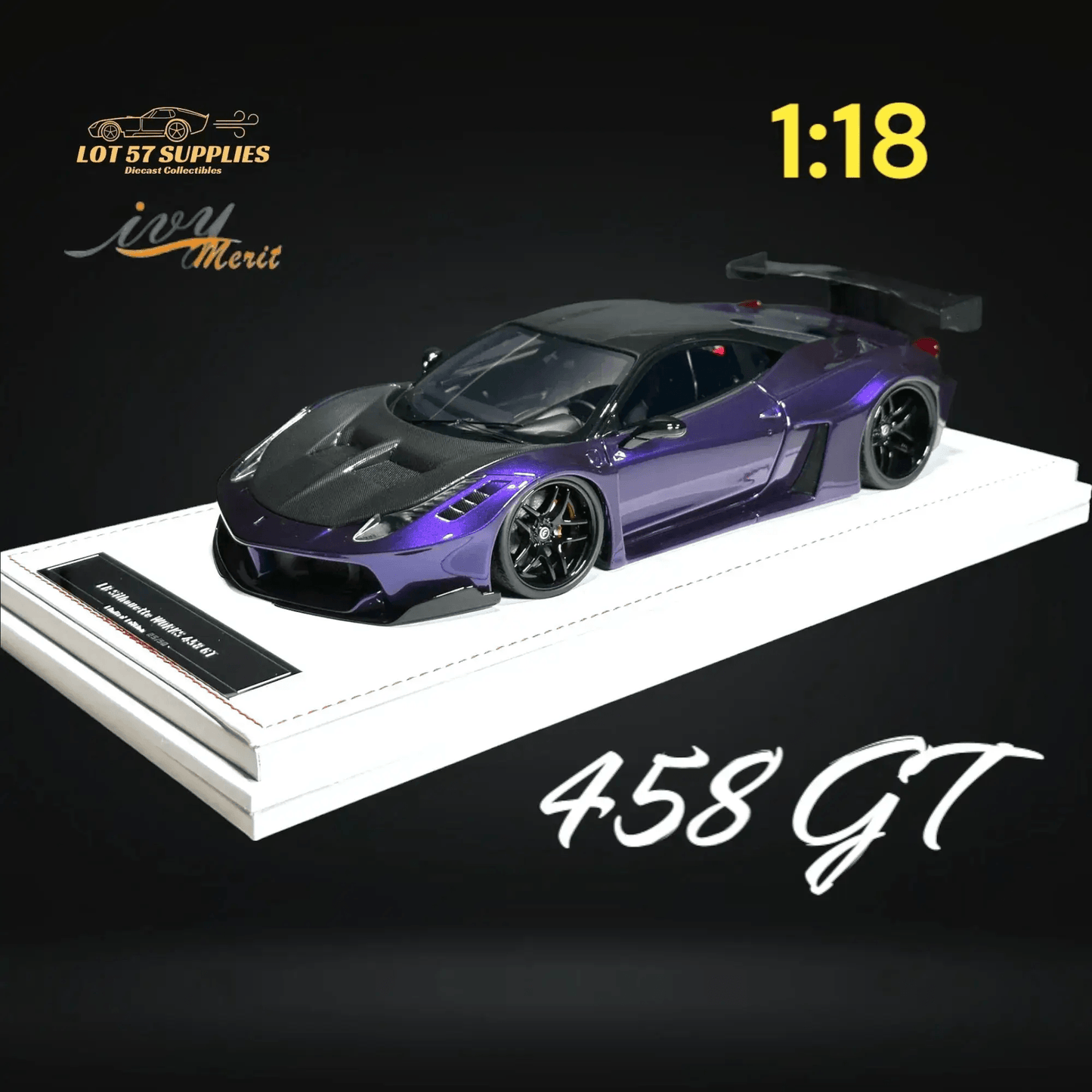  IVY MERIT Ferrari 458 GT Purple LBWK 1:18 Scale -  ToylandEU™