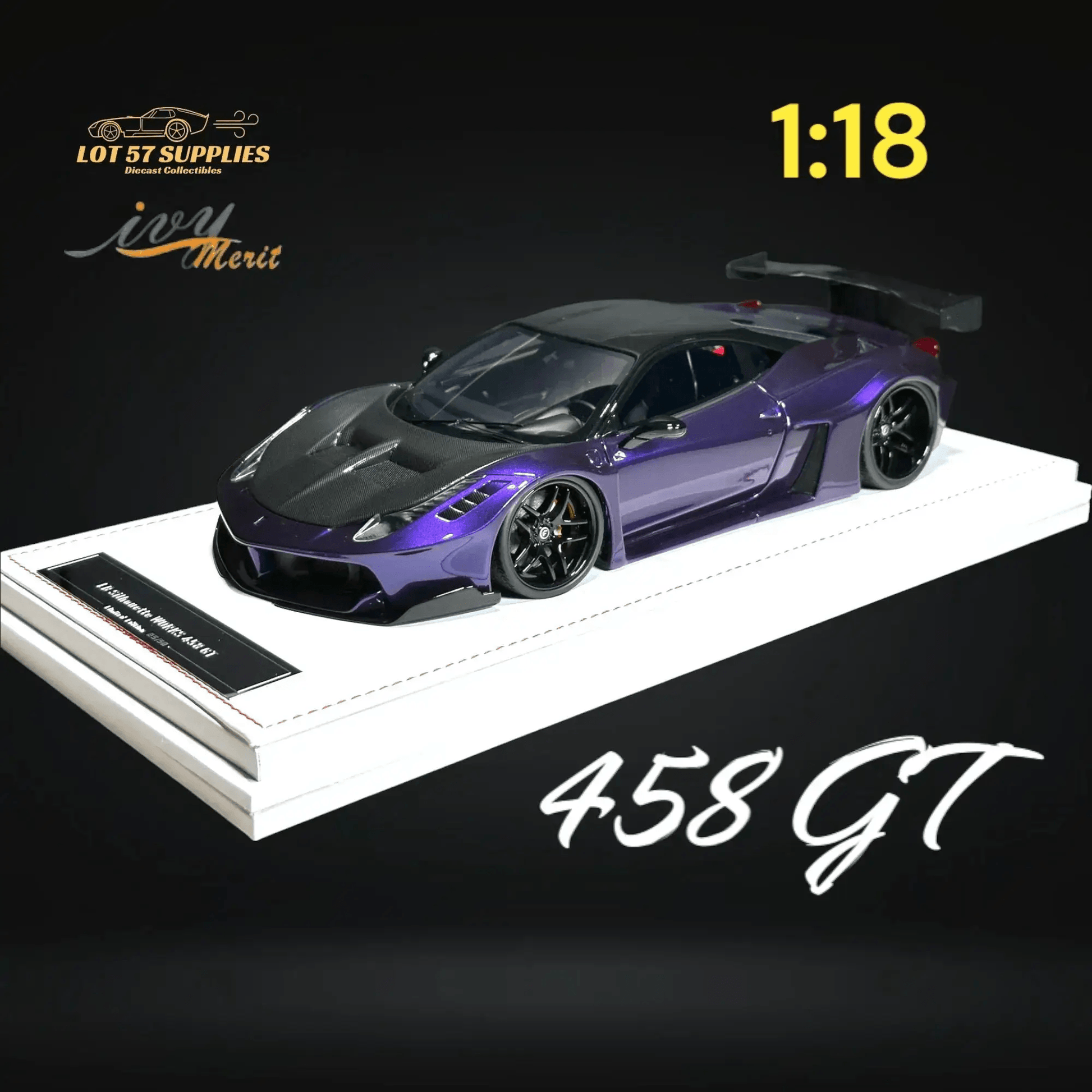  IVY MERIT Ferrari 458 GT Purple LBWK 1:18 Scale -  ToylandEU™