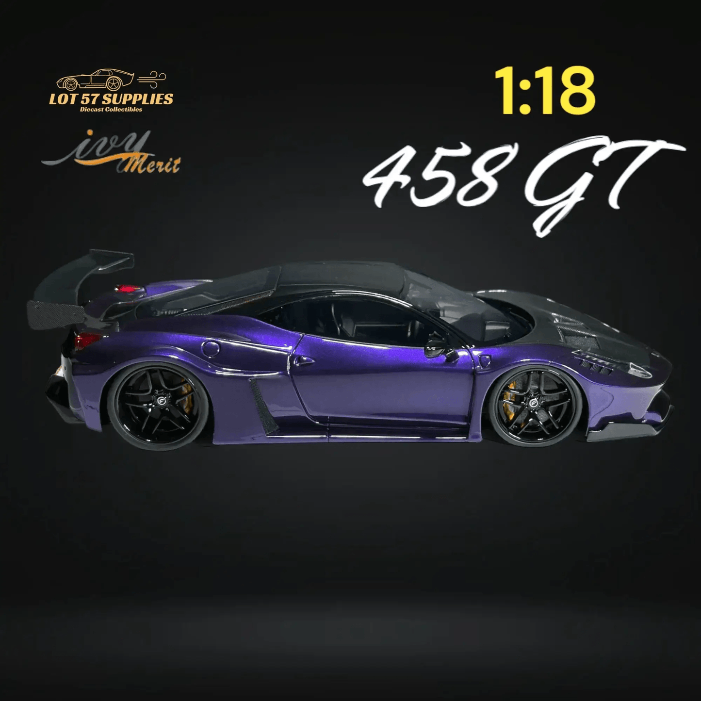  IVY MERIT Ferrari 458 GT Purple LBWK 1:18 Scale -  ToylandEU™