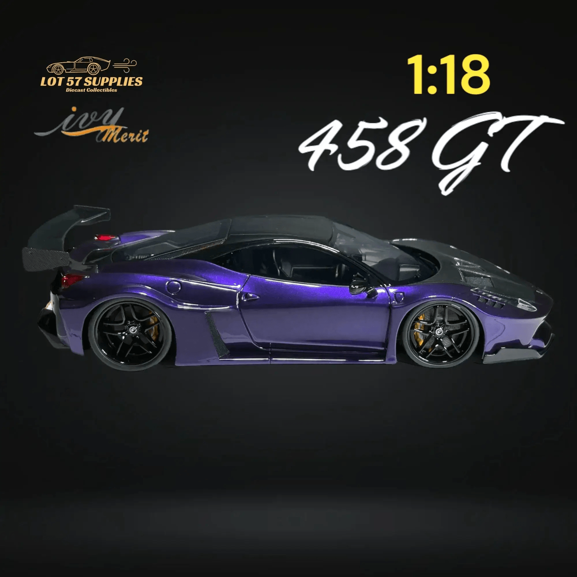  IVY MERIT Ferrari 458 GT Purple LBWK 1:18 Scale -  ToylandEU™