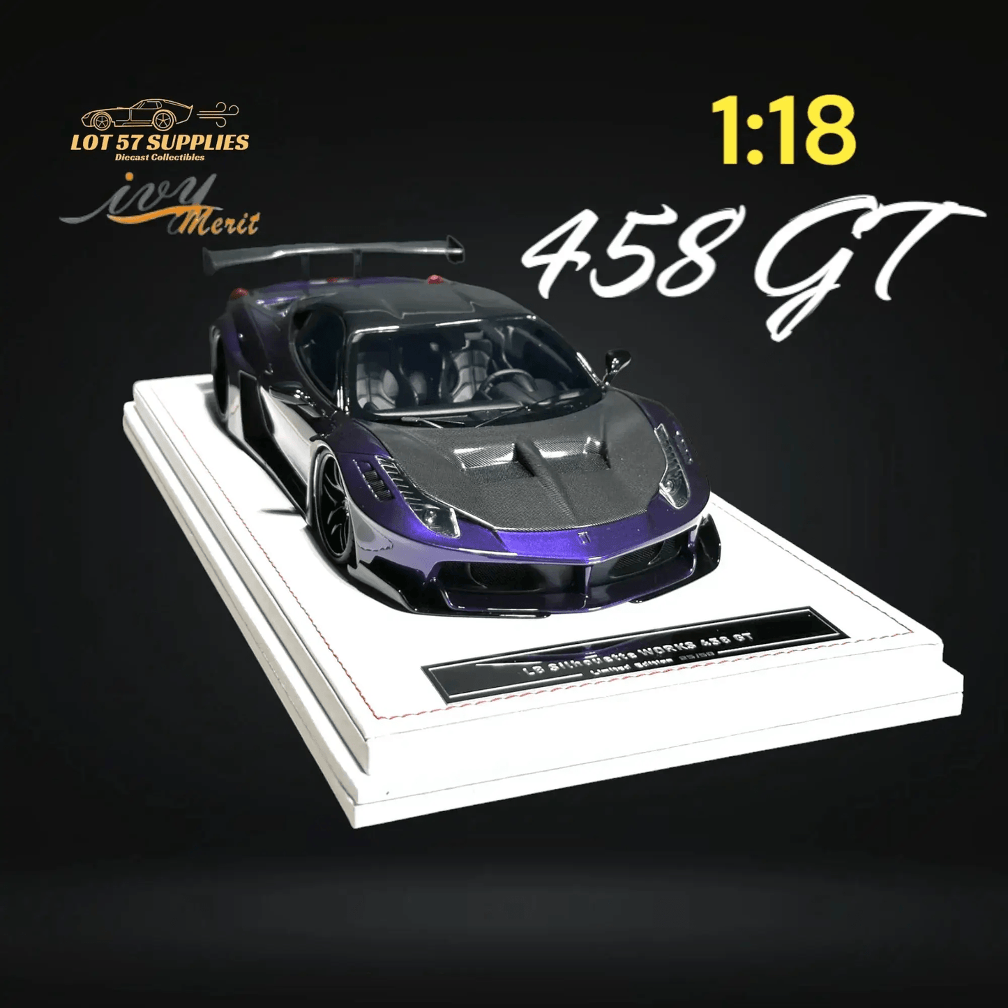  IVY MERIT Ferrari 458 GT Purple LBWK 1:18 Scale -  ToylandEU™
