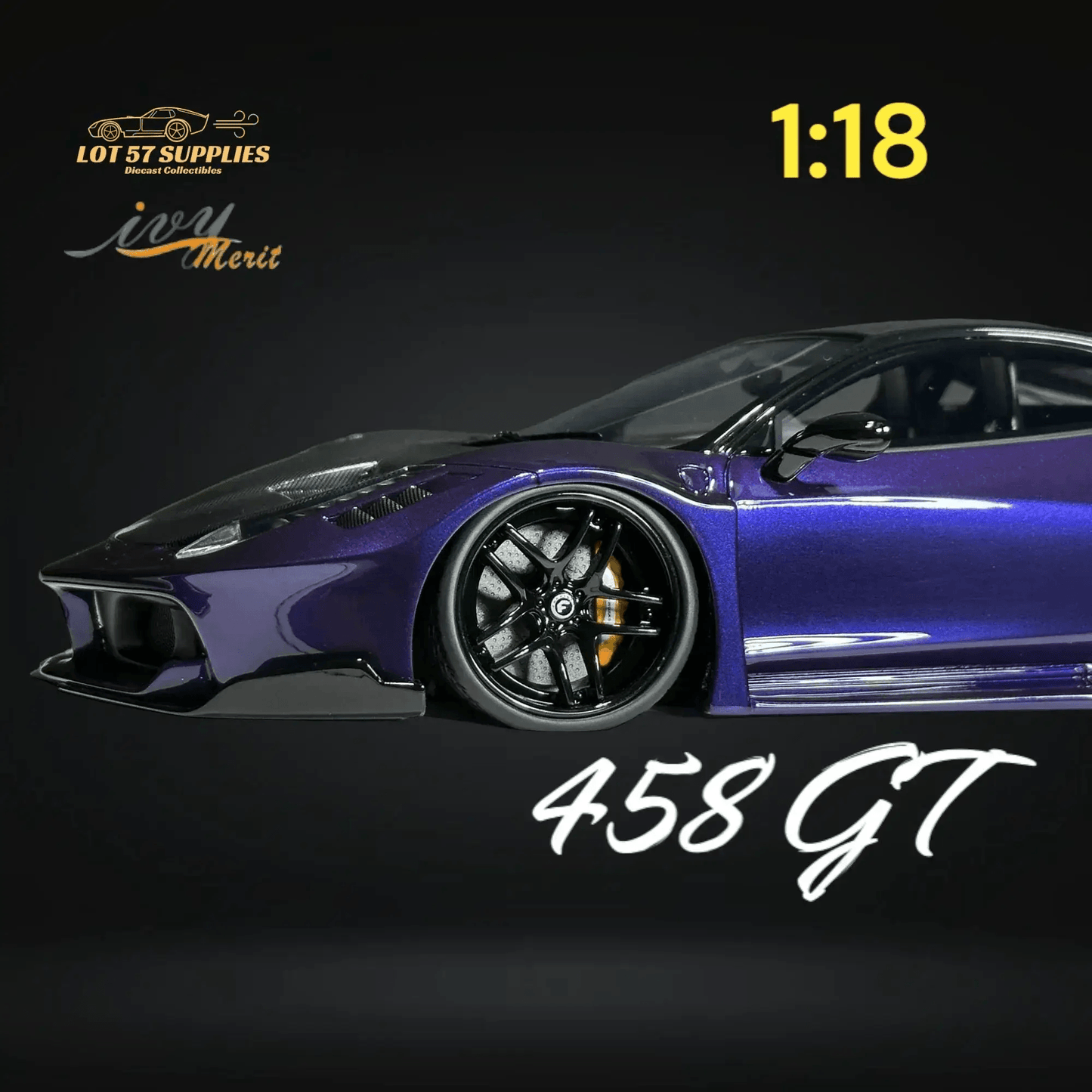  IVY MERIT Ferrari 458 GT Purple LBWK 1:18 Scale -  ToylandEU™