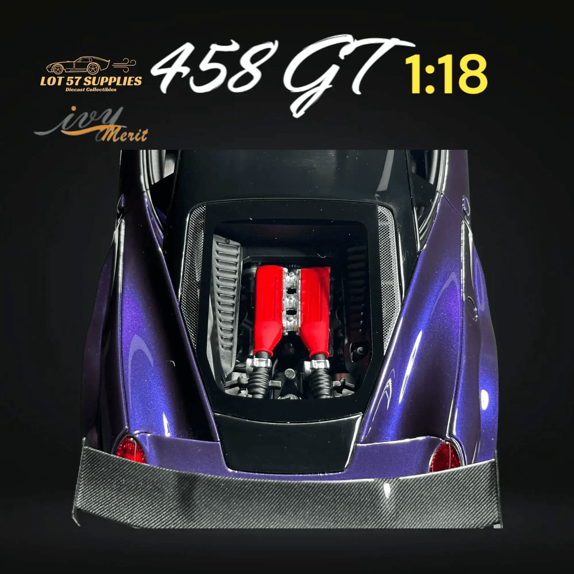  IVY MERIT Ferrari 458 GT Purple LBWK 1:18 Scale -  ToylandEU™
