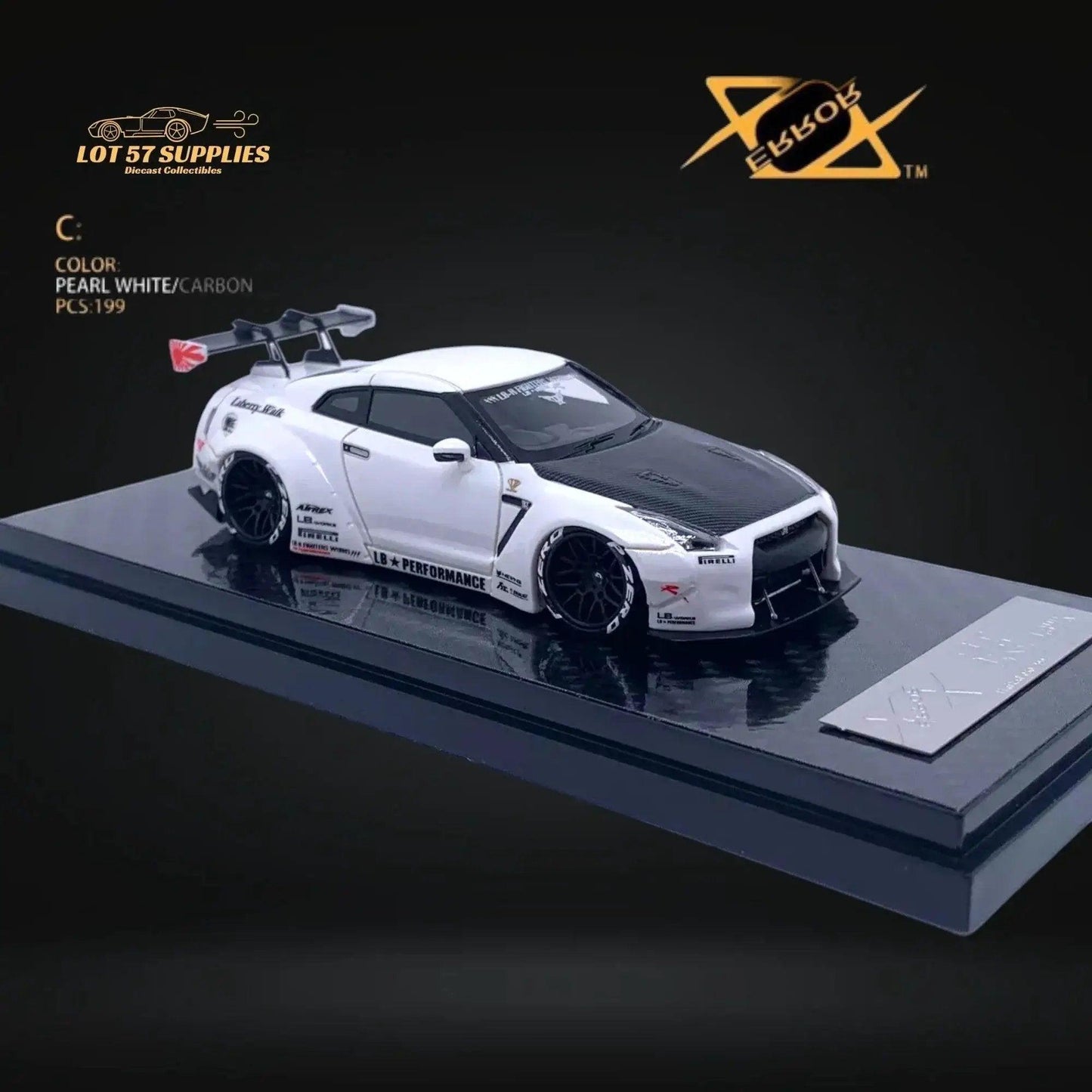  404ERROR LB-Works Skyline GT-R R35 Pearl White Carbon Hood 1:64 -  ToylandEU™