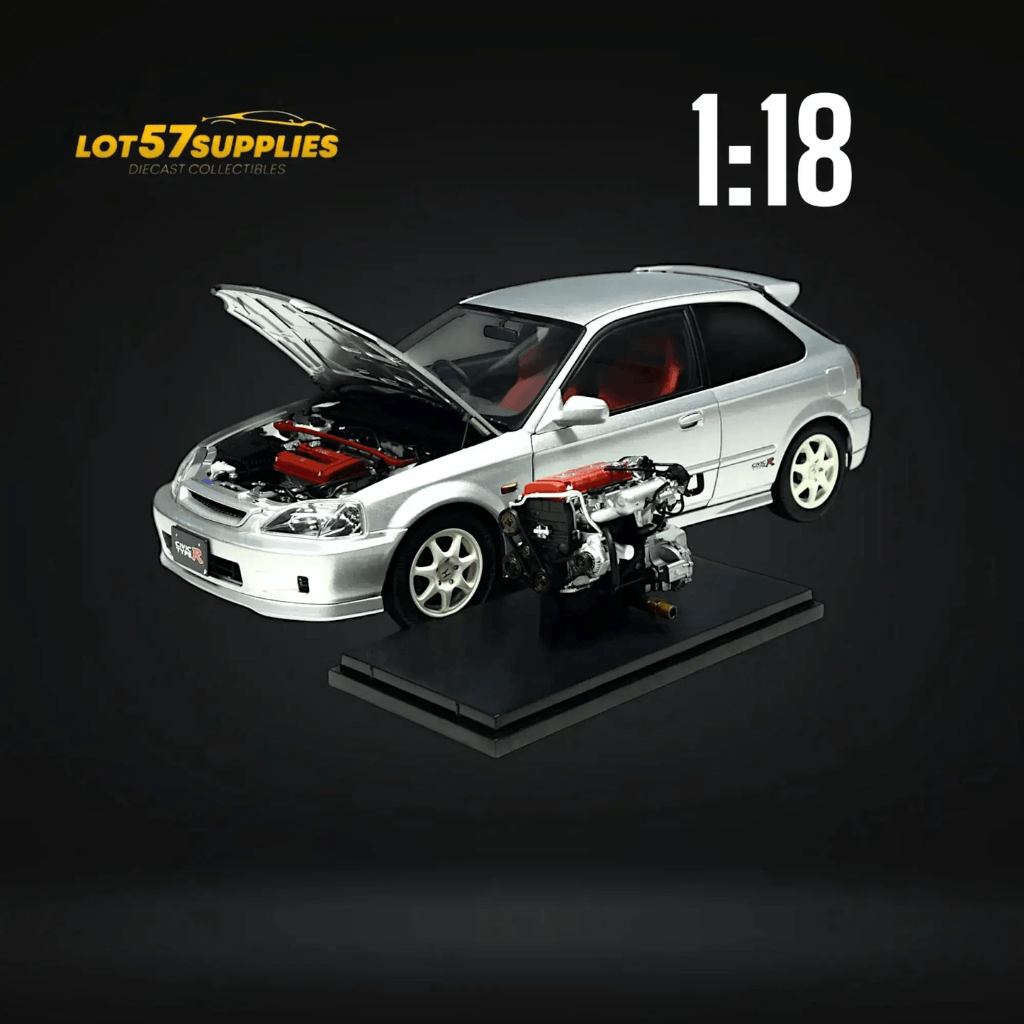 MOTORHELIX Honda Civic Type-R EK9 Silver 1:18 -  ToylandEU™