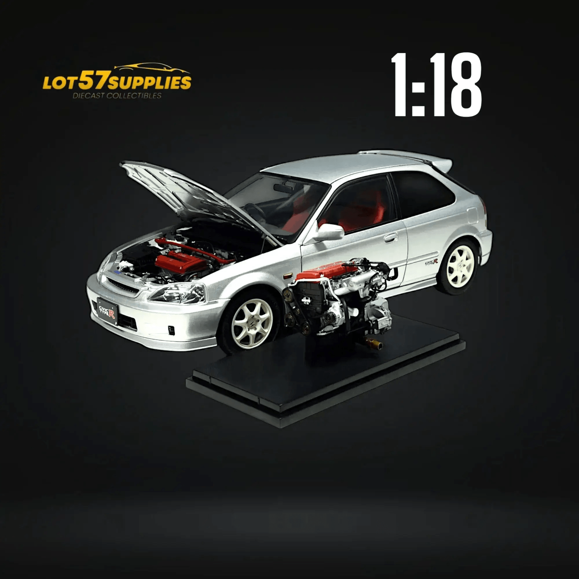  MOTORHELIX Honda Civic Type-R EK9 Silver 1:18 -  ToylandEU™