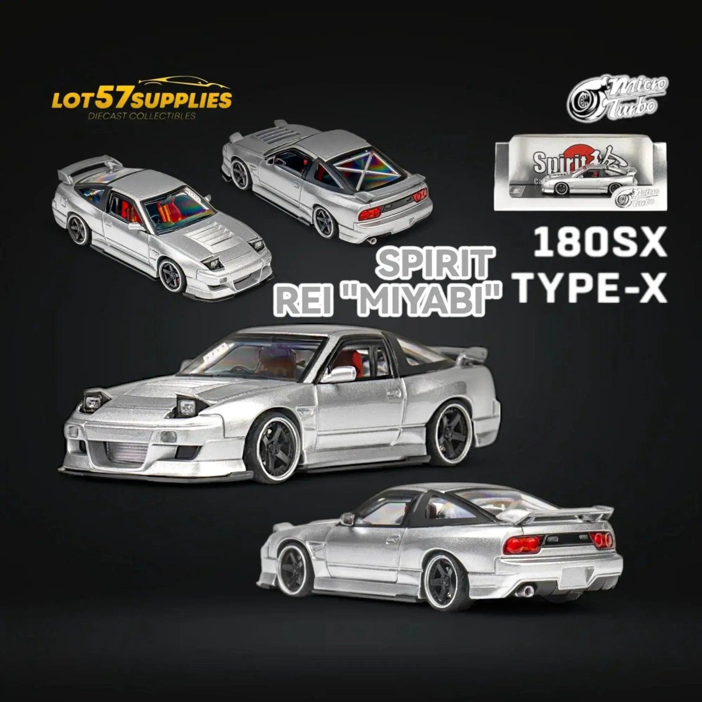  MicroTurbo Nissan 180SX Miyabi Metallic Silver 1:64 -  ToylandEU™
