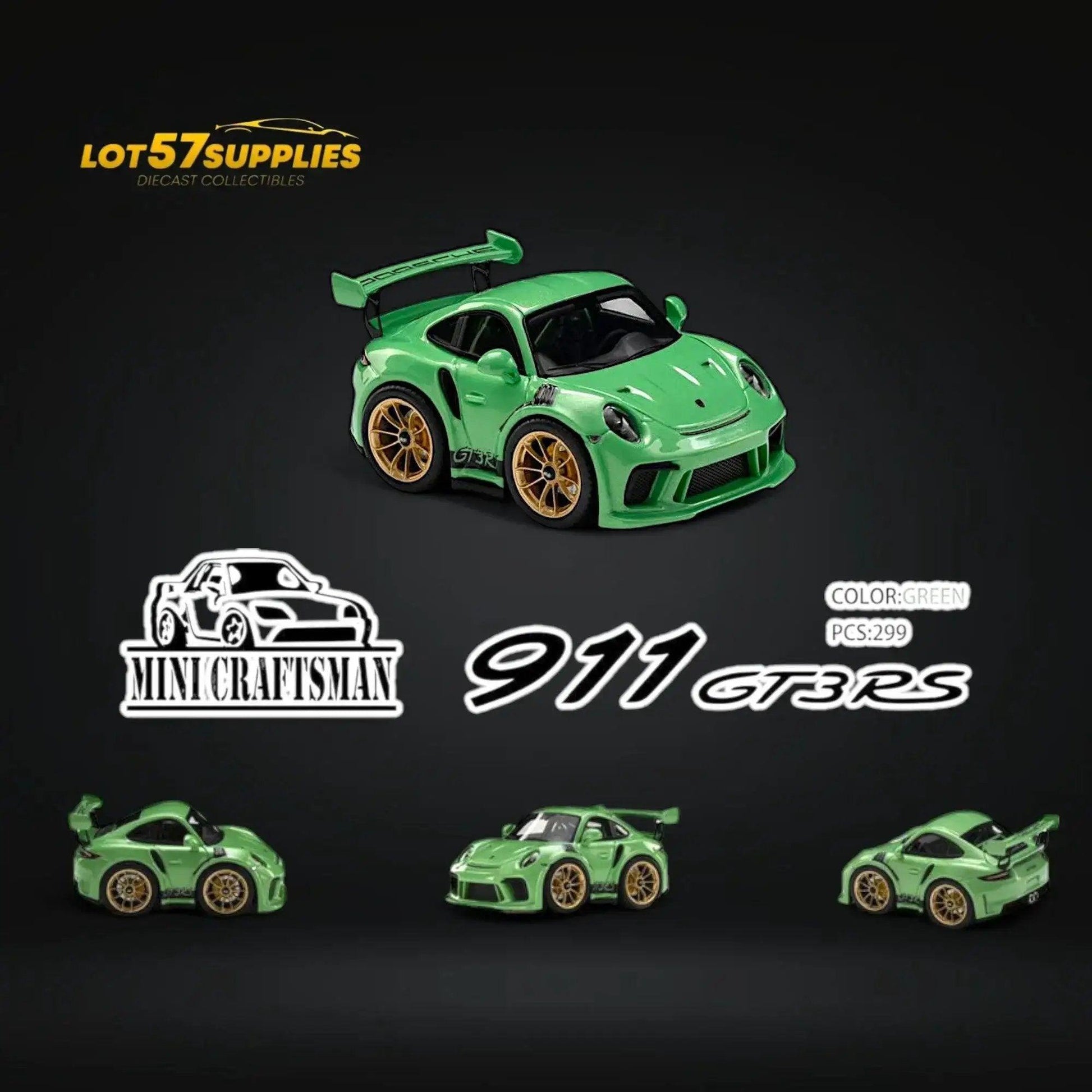  MINICRAFTSMAN Porsche 911 GT3 RS Egg Cart Green 1:64 -  ToylandEU™