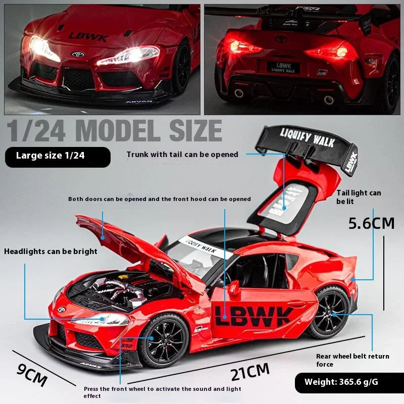 Diecast Car Model 1:22 Scale Alloy Toyota Supra for Desk Display Gift - ToylandEU