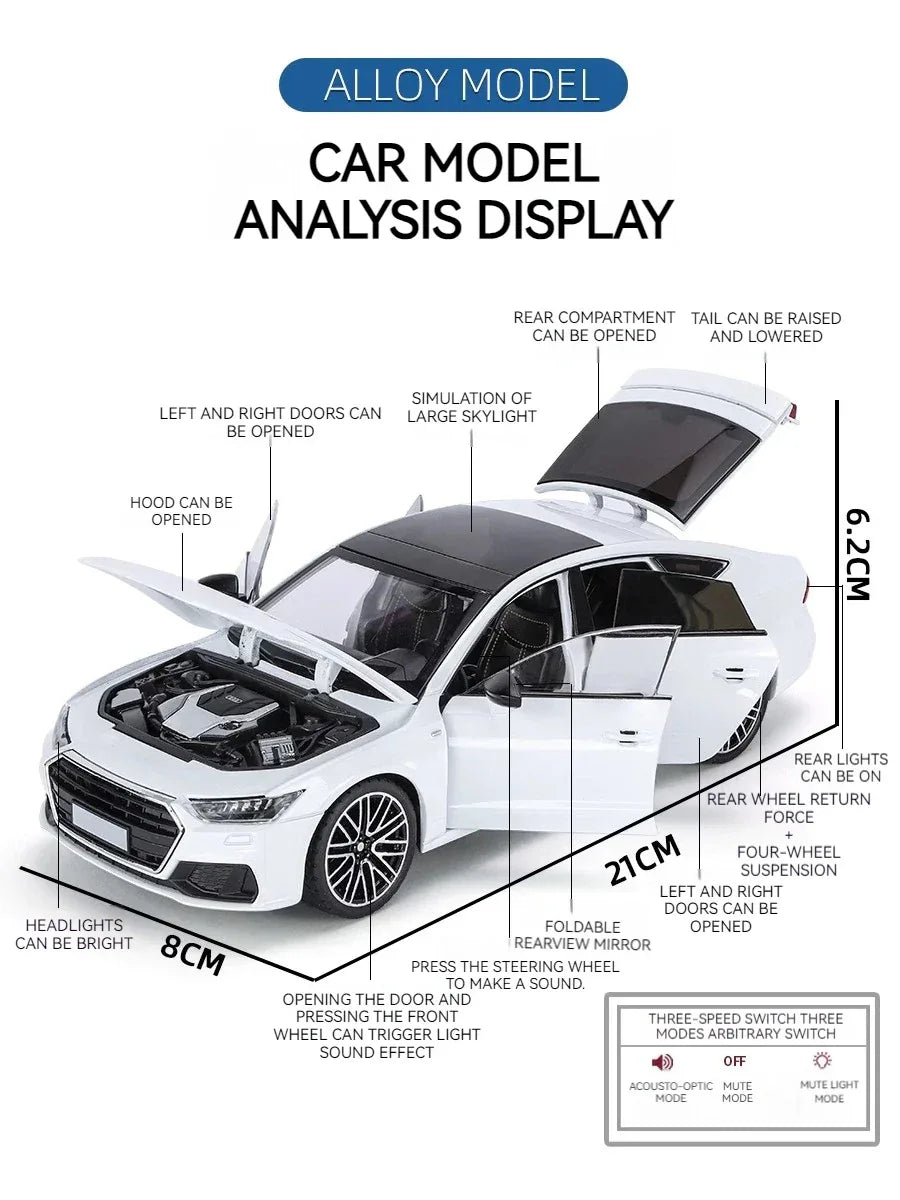 Diecast Car Model 1:24 Alloy With Sound Light For Collectors - ToylandEU