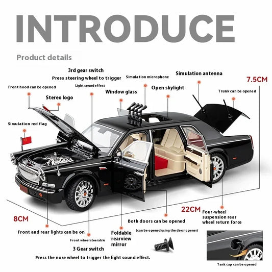 Coche de juguete a escala 1:24, aleación L5 Limusina Edición Desfile para niños - ToylandEU
