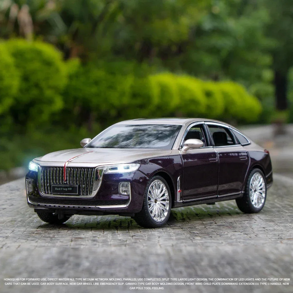 Diecast Car Model 1 To 24 Hong Qi H9 SUV With Sound And Light For Kids - ToylandEU