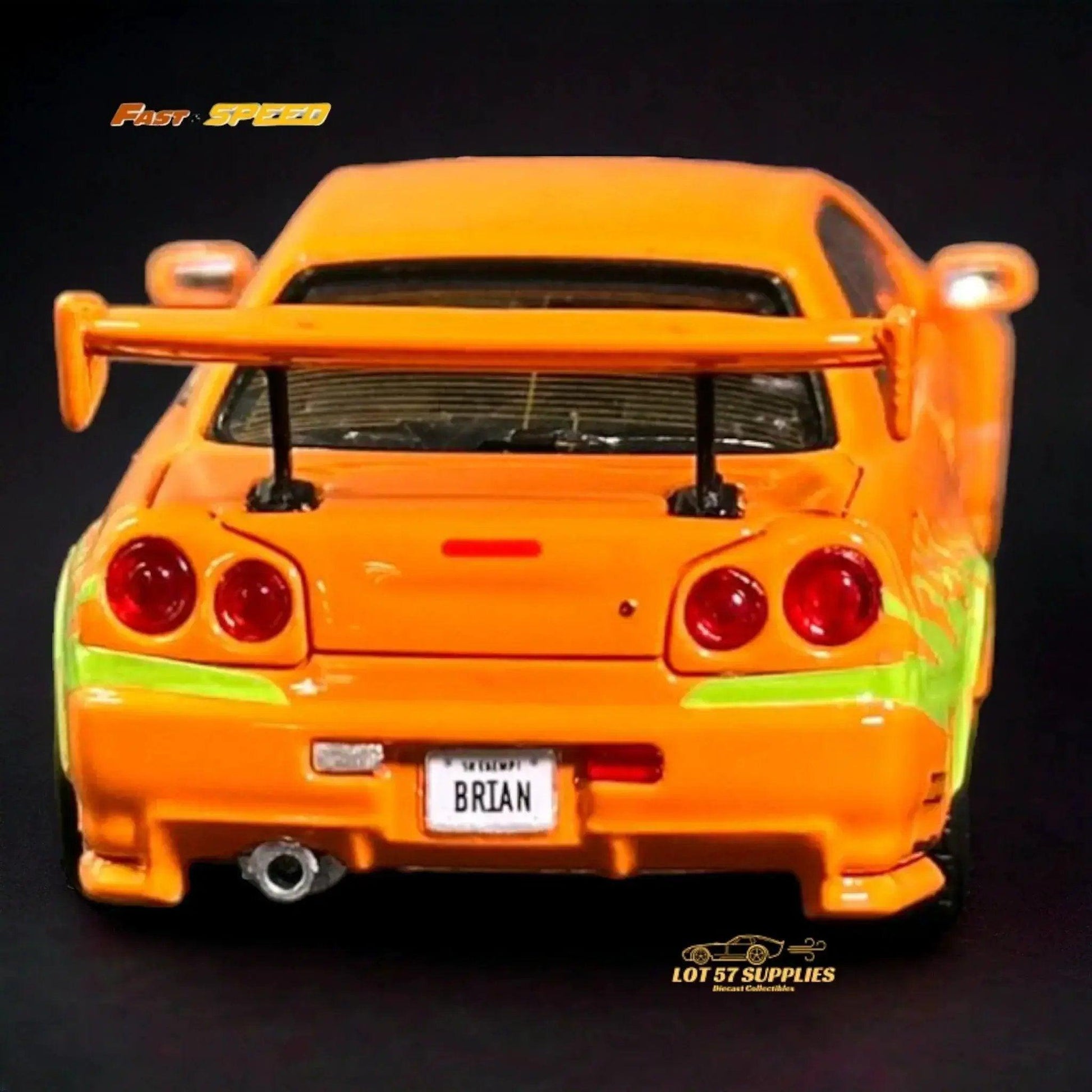  Fast Speed Nissan Skyline GT-R R34 Z-Tune HighWing Edition FNS Livery Amber Orange 1:64 -  ToylandEU™