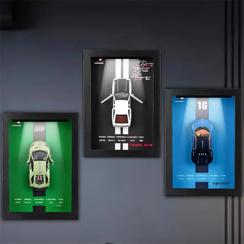 Diecast Car Photo Frame 1:32 Model With Light Display For Collectors - ToylandEU