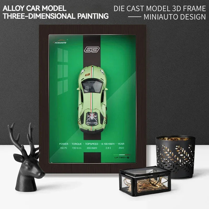 Diecast Car Photo Frame 1:32 Model With Light Display For Collectors - ToylandEU