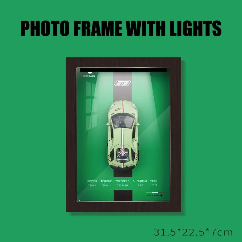 Diecast Car Photo Frame 1:32 Model With Light Display For Collectors - ToylandEU