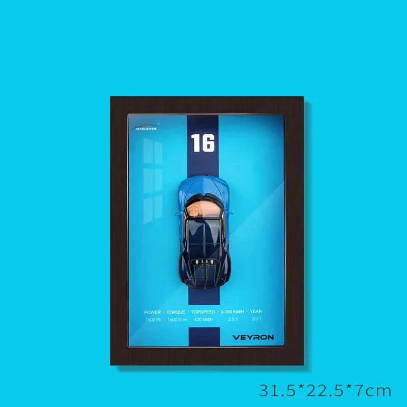 Diecast Car Photo Frame 1:32 Model With Light Display For Collectors - ToylandEU