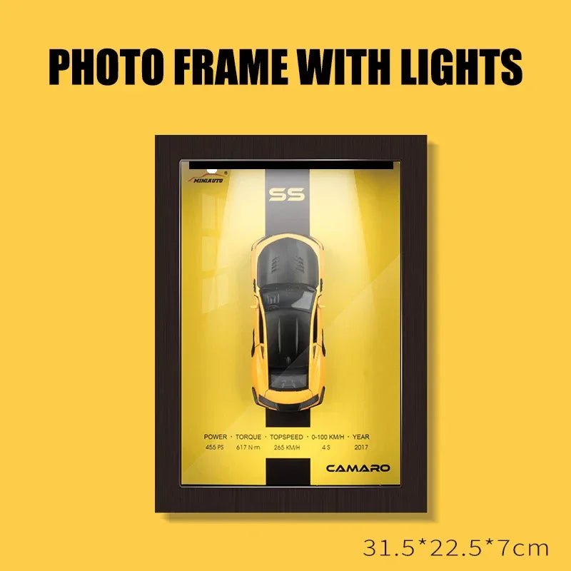 Diecast Car Photo Frame 1:32 Model With Light Display For Collectors - ToylandEU