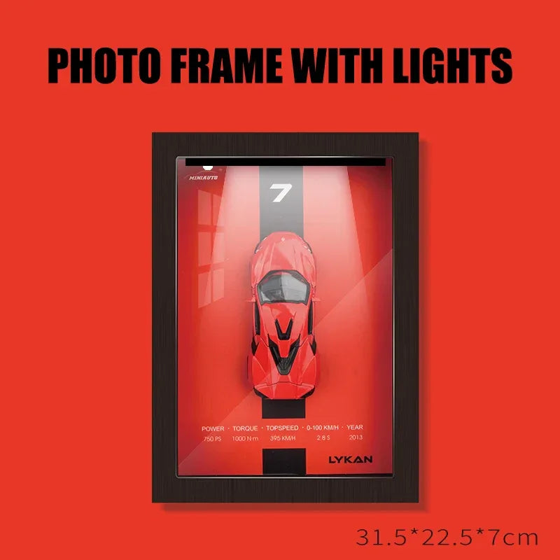 Diecast Car Photo Frame 1:32 Model With Light Display For Collectors - ToylandEU