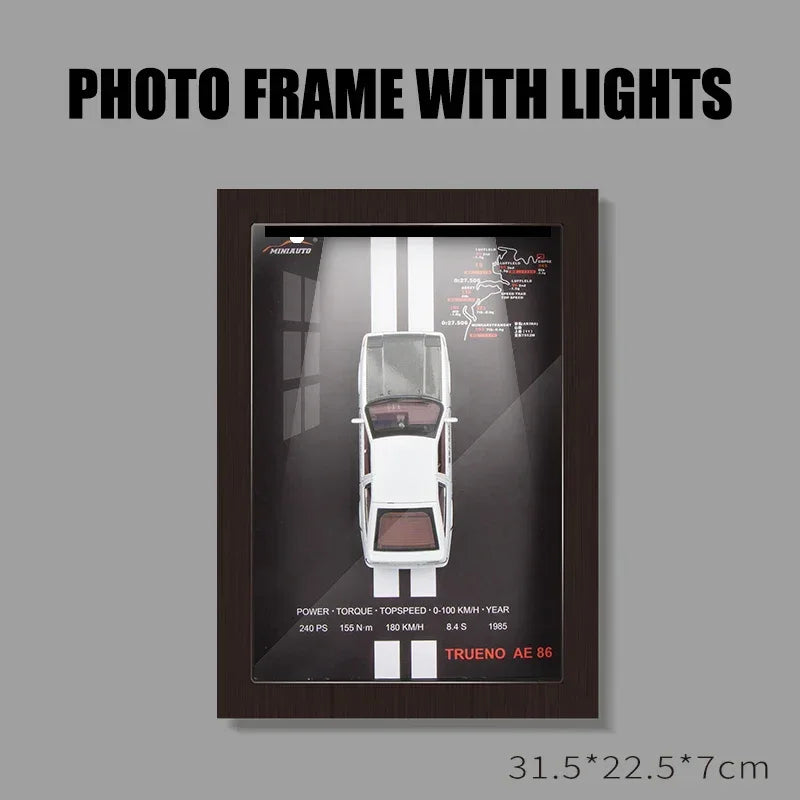 Diecast Car Photo Frame 1:32 Model With Light Display For Collectors - ToylandEU