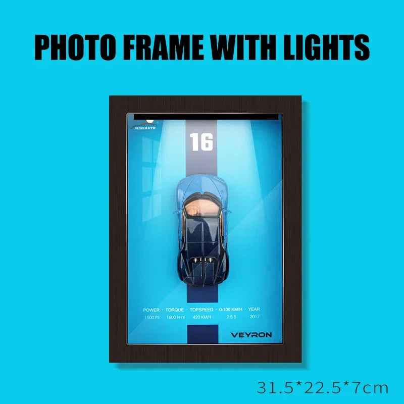 Diecast Car Photo Frame 1:32 Model With Light Display For Collectors - ToylandEU