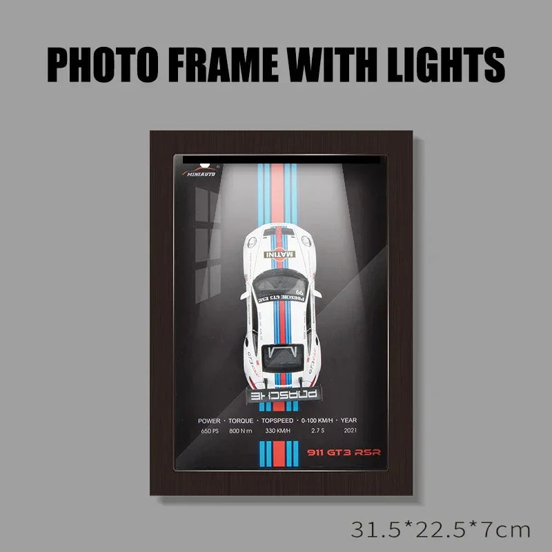 Diecast Car Photo Frame 1:32 Model With Light Display For Collectors - ToylandEU