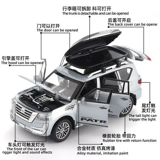 Diecast Car Pull Back 1 to 32 Nissan Patrol Off Road for Boys - ToylandEU