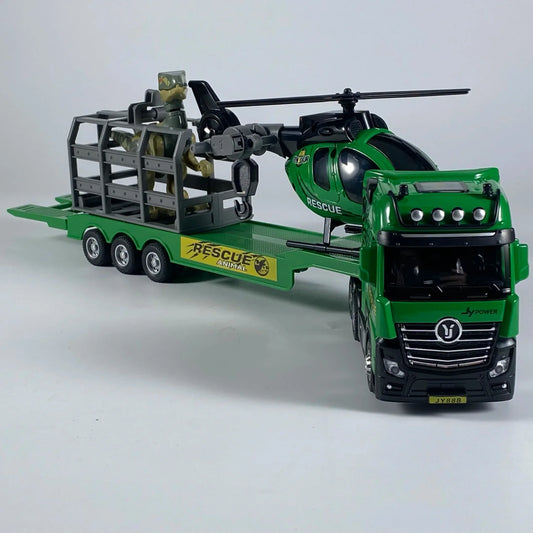 Diecast Helicopter Dinosaur Trailer Model with Doors Open for Collectors - ToylandEU