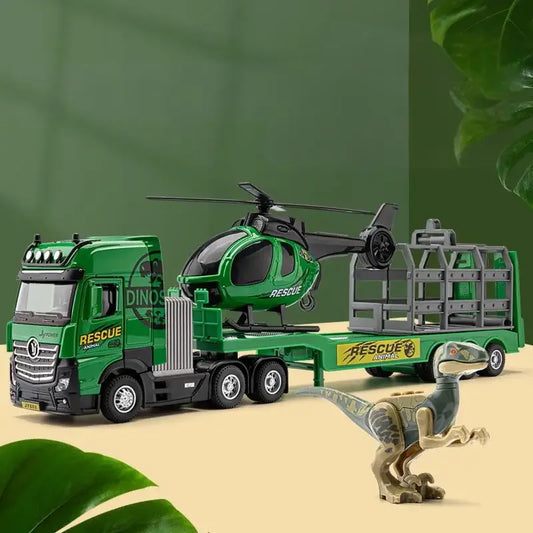 Diecast Helicopter Dinosaur Trailer Model with Doors Open for Collectors - ToylandEU