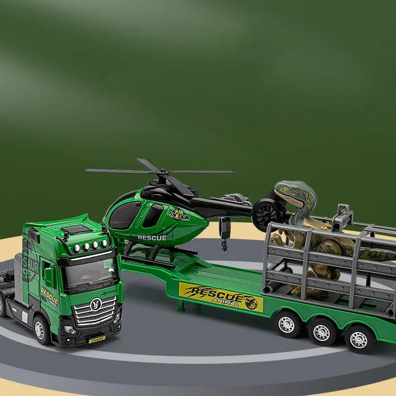 Diecast Helicopter Dinosaur Trailer Model with Doors Open for Collectors - ToylandEU