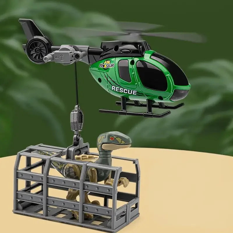 Diecast Helicopter Dinosaur Trailer Model with Doors Open for Collectors - ToylandEU