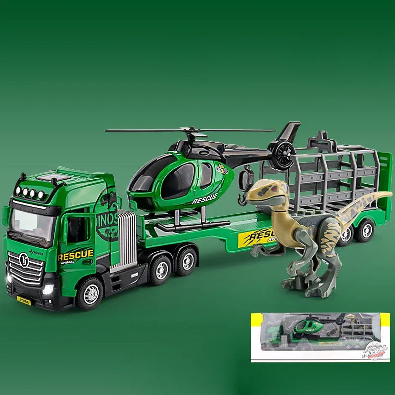 Diecast Helicopter Dinosaur Trailer Model with Doors Open for Collectors - ToylandEU