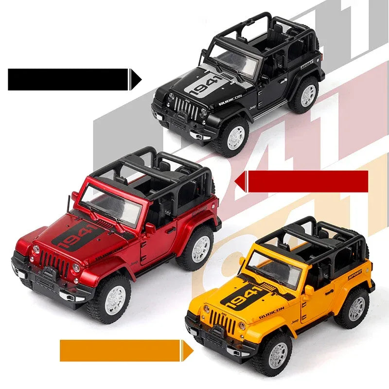 Diecast Jeep Wrangler Rubicon Car Model with Sound and Lights for Kids - ToylandEU