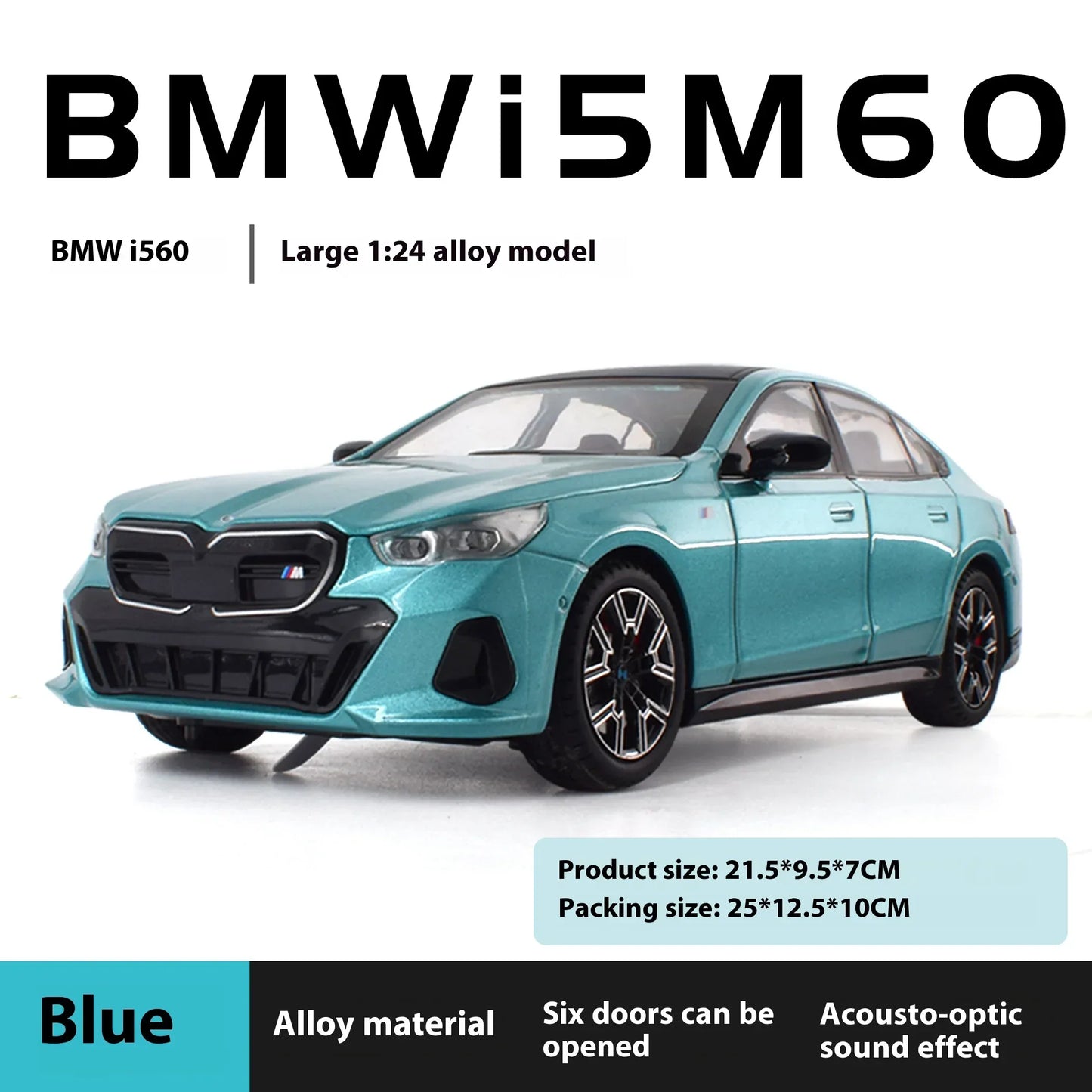 Diecast Model Car 1:24 BMW I5 M60 Xdrive With Sound Light for Collectors - ToylandEU