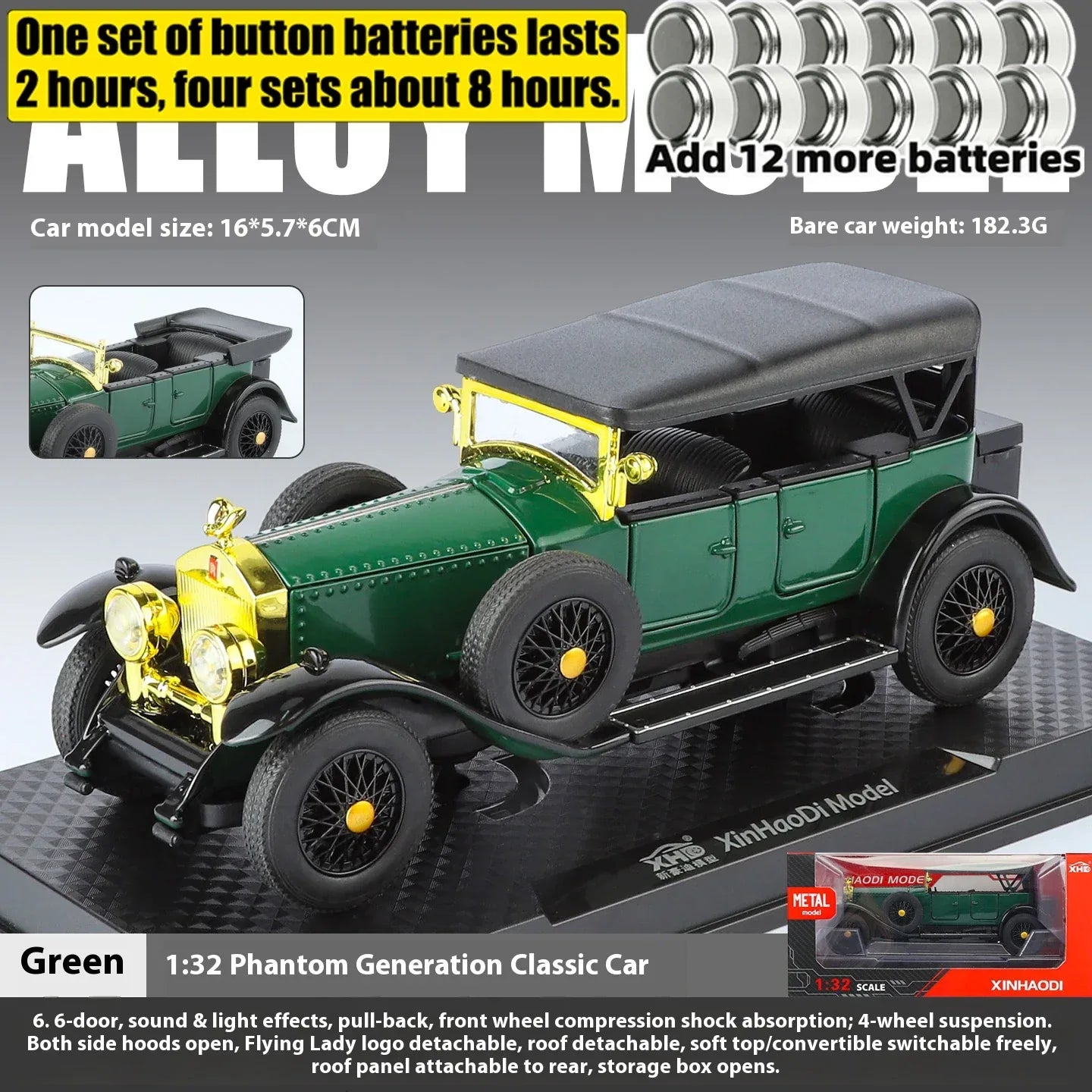 Diecast Model Car 1:32 Scale With Sound And Light For Collectors - ToylandEU