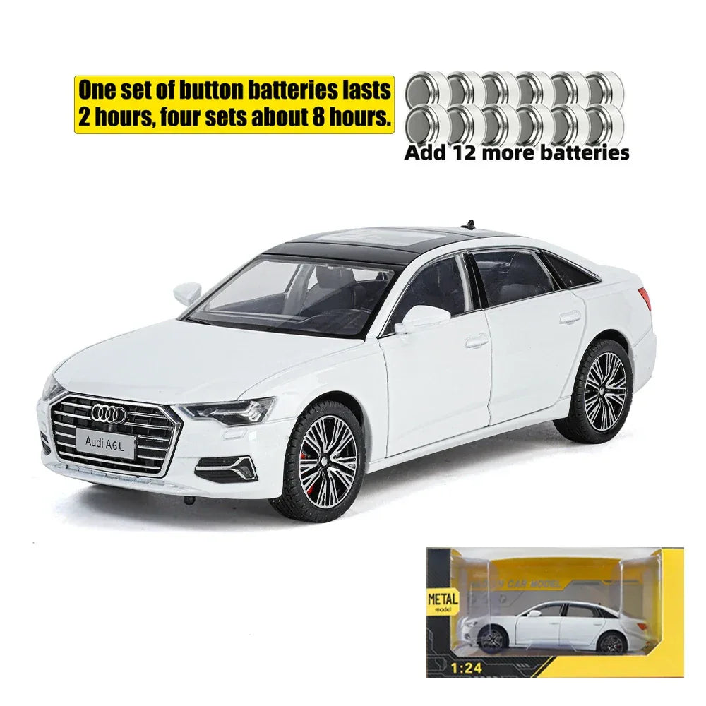 Diecast Model Car 1 To 24 Audi A6L With Sound And Light For Collectors - ToylandEU