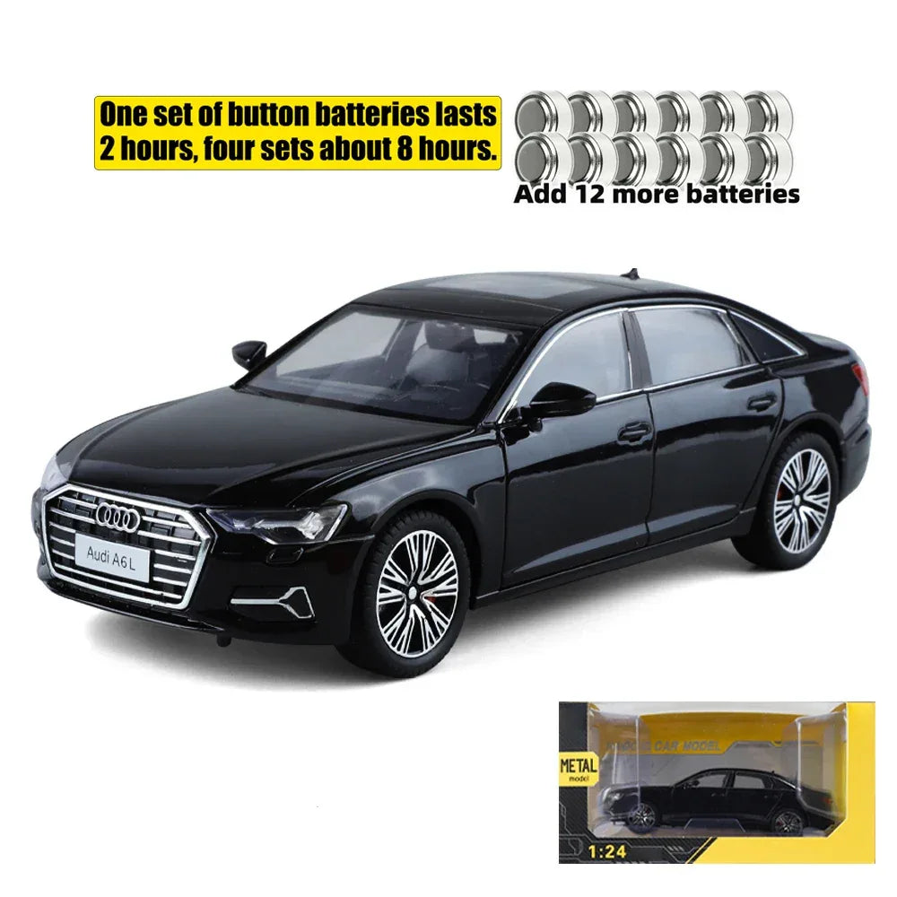 Diecast Model Car 1 To 24 Audi A6L With Sound And Light For Collectors - ToylandEU