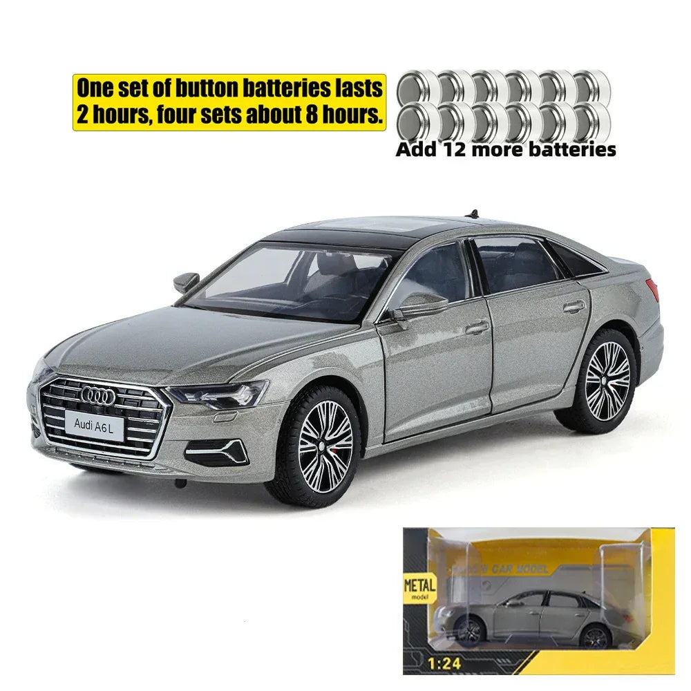 Diecast Model Car 1 To 24 Audi A6L With Sound And Light For Collectors - ToylandEU