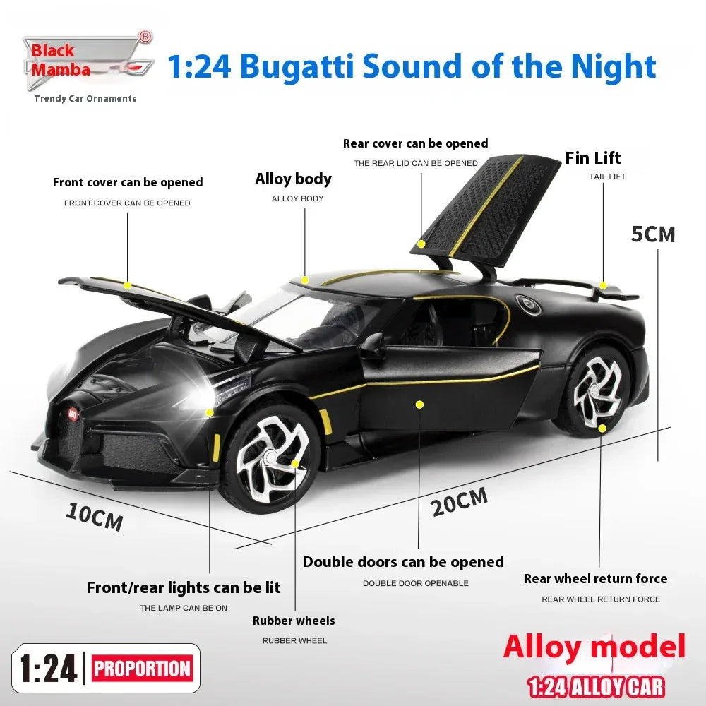Diecast Model Car Alloy Bugatti La Voiture Noire 1 24 for Kids - ToylandEU