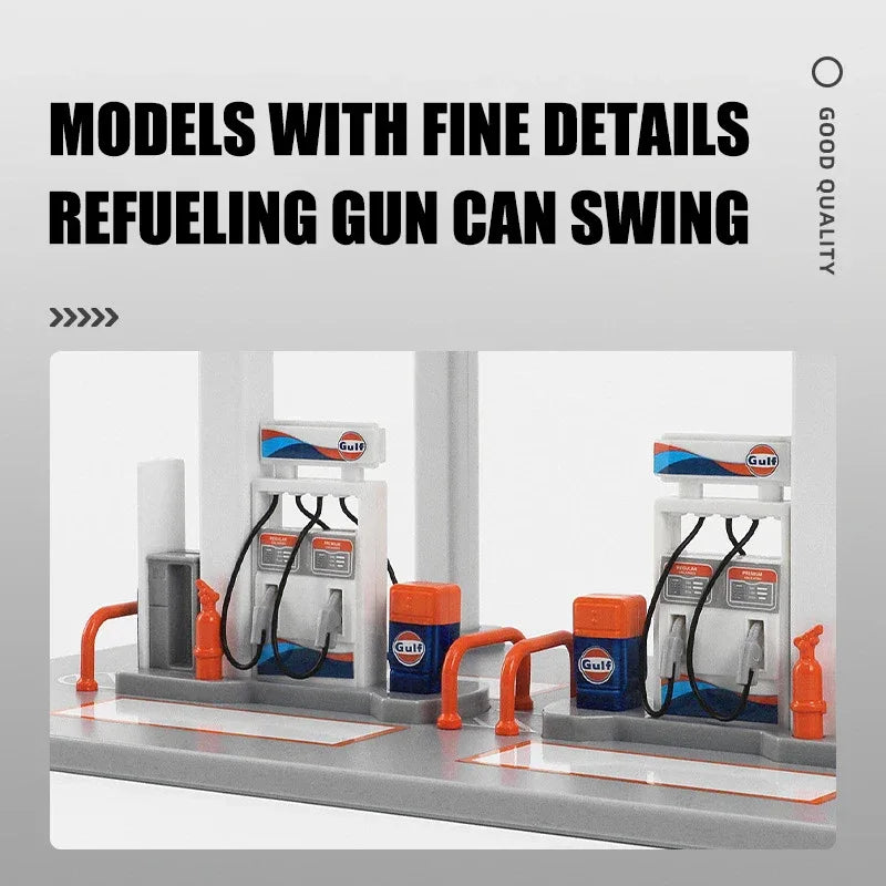 Diecast Model Car Assembly Kit Gas Station Theme for Collectors - ToylandEU
