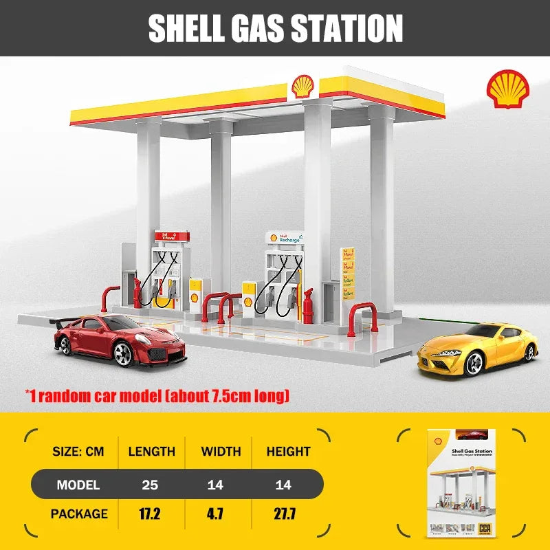 Diecast Model Car Assembly Kit Gas Station Theme for Collectors - ToylandEU
