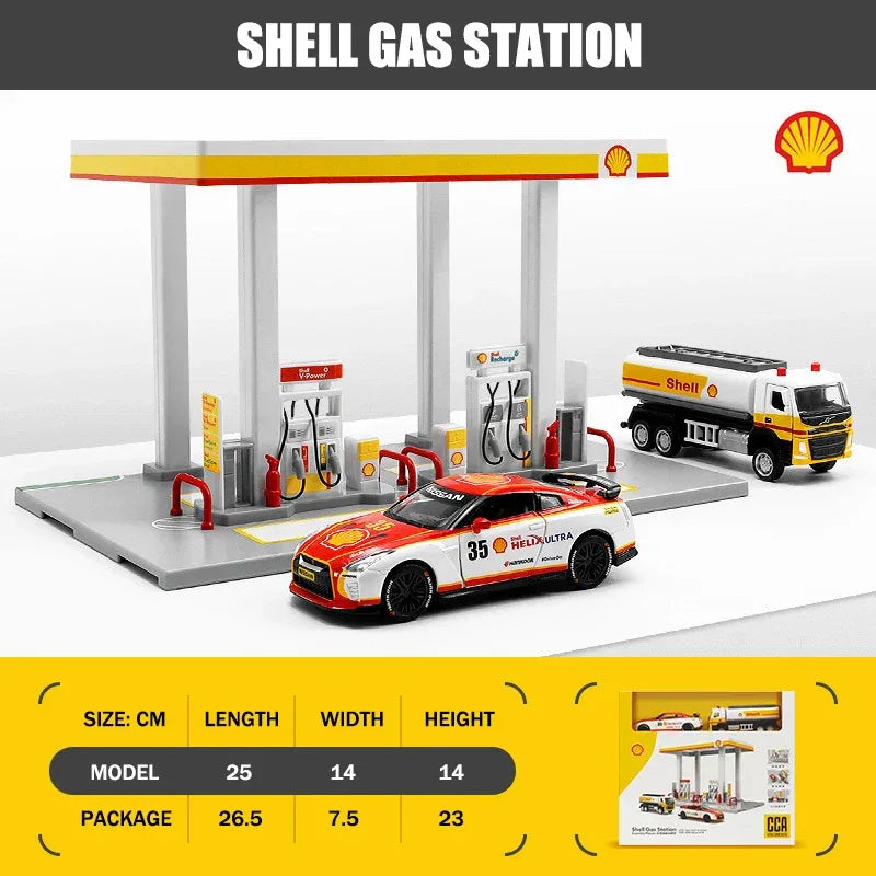 Diecast Model Car Assembly Kit Gas Station Theme for Collectors - ToylandEU